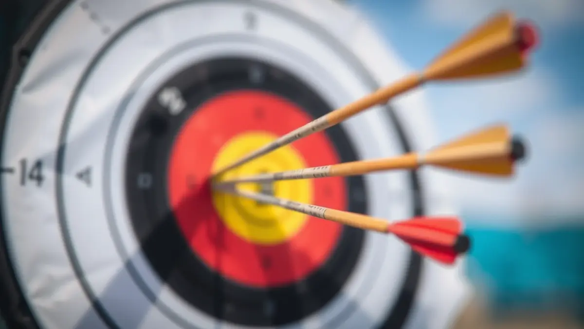 Generic image of an archery target with arrows, symbolizing sporting precision.
