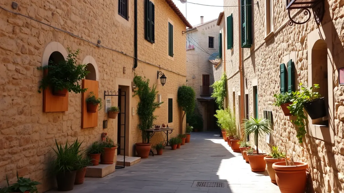 Imatge genèrica d'un carrer tranquil en un poble mediterrani.