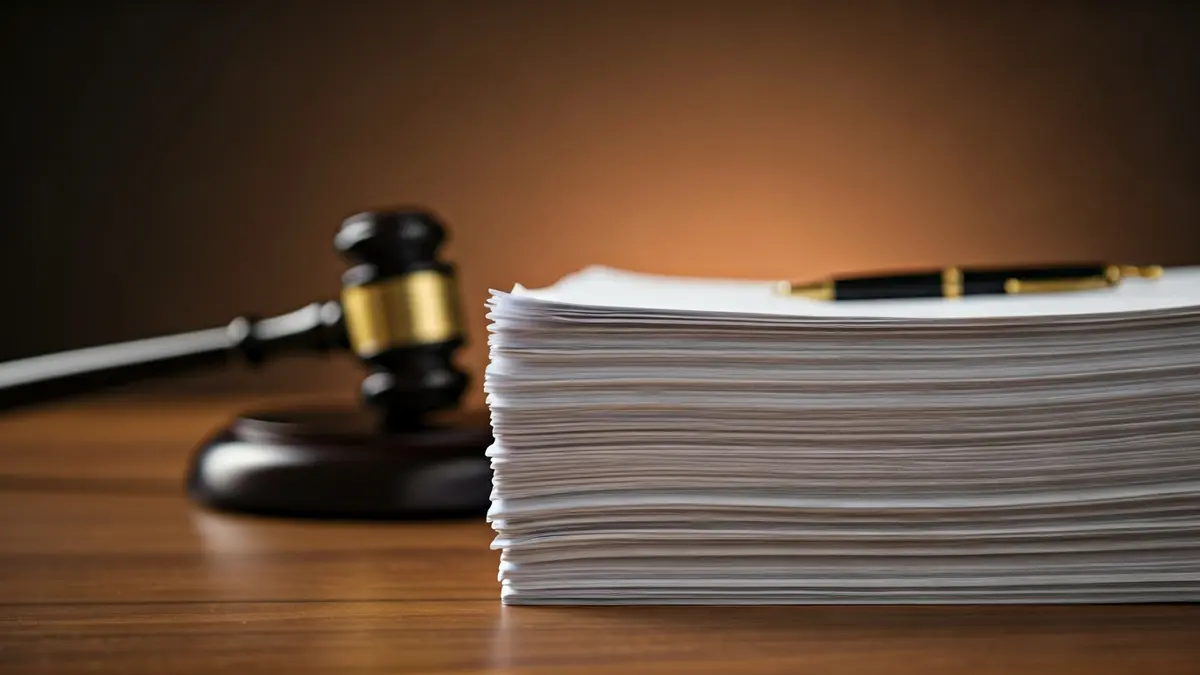 Imatge genèrica de documents legals i un martell de jutge, simbolitzant una decisió judicial.