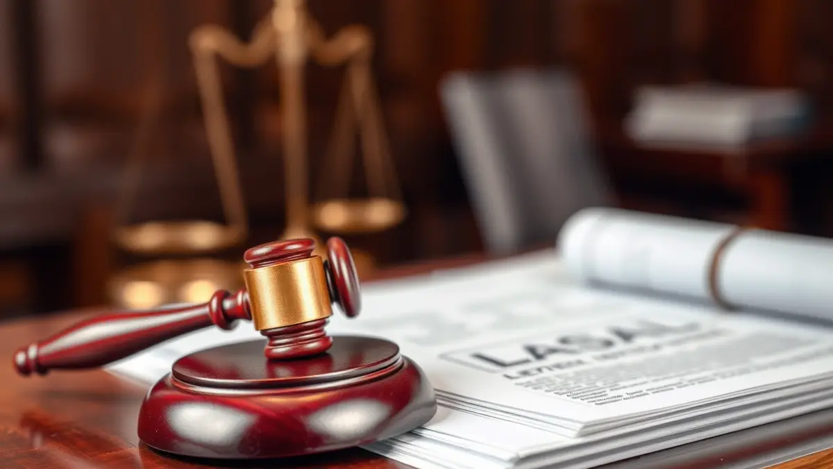 Imagen genérica de un mazo de juez sobre documentos legales en un tribunal.