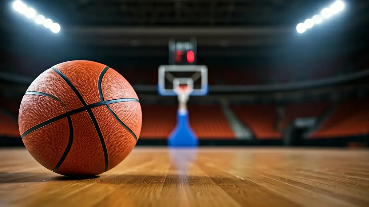 Imagen genérica de un balón de baloncesto en una cancha.