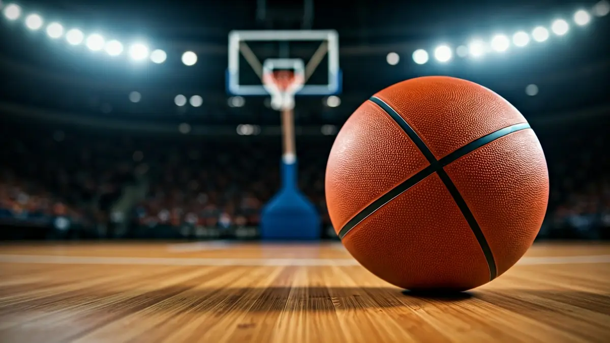 Imatge genèrica d'una pilota de bàsquet en una pista de fusta.