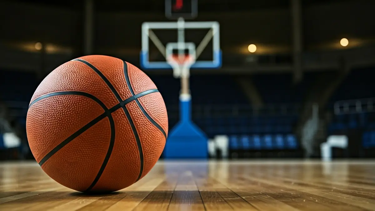 Generic image of a basketball on a court.