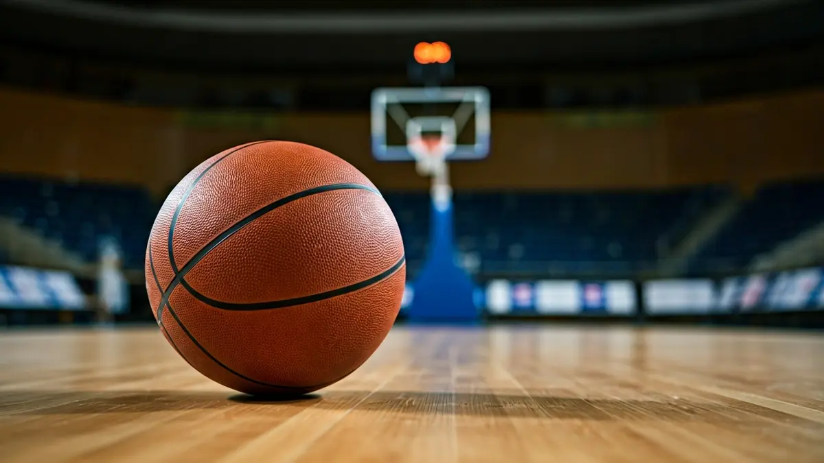Imagen genérica de un balón de baloncesto en una cancha de madera.
