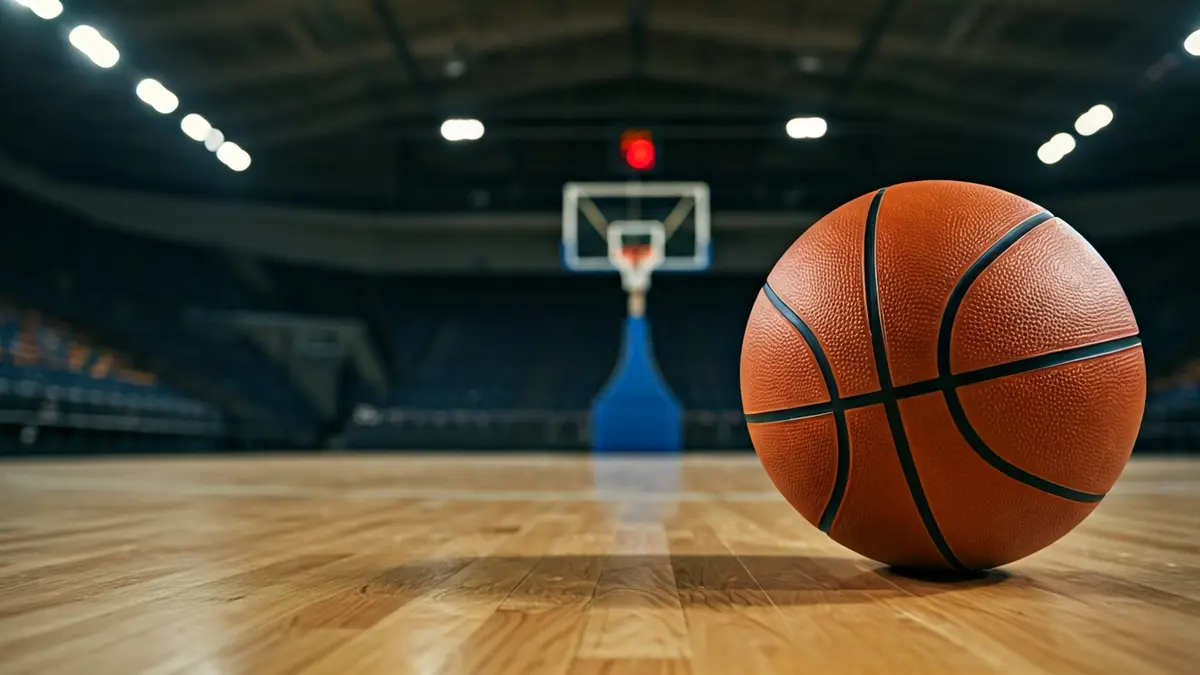 Generic image of a basketball on a court.