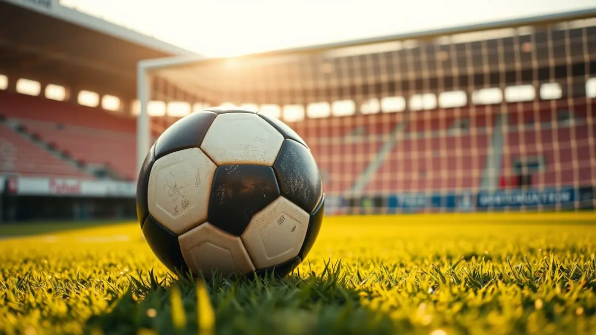 Imatge genèrica d'una pilota de futbol en la gespa d'un estadi.