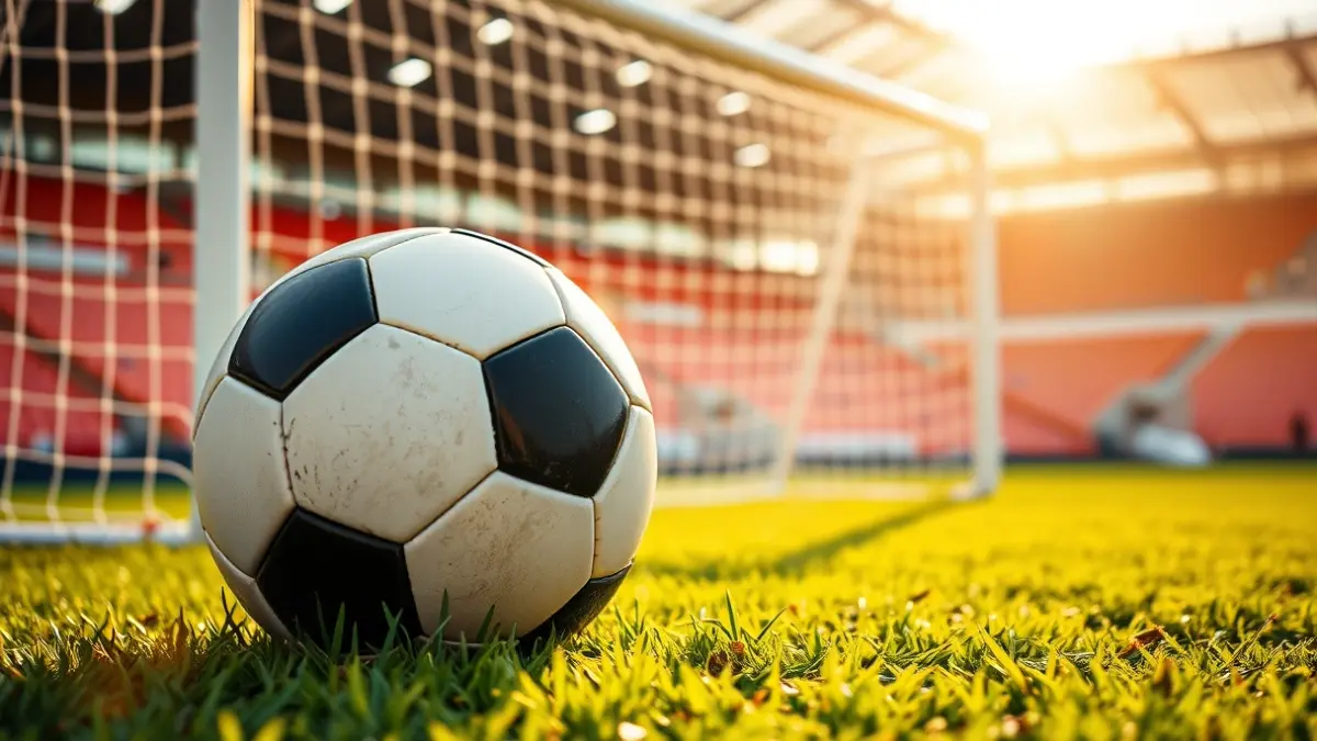 Imatge genèrica d'una pilota de futbol en la gespa d'un estadi.