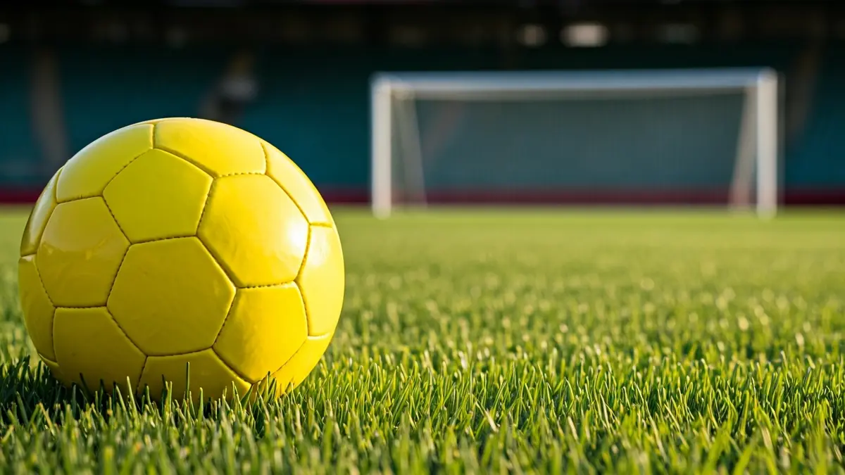 Imatge genèrica d'una pilota de futbol groga en la gespa d'un estadi.