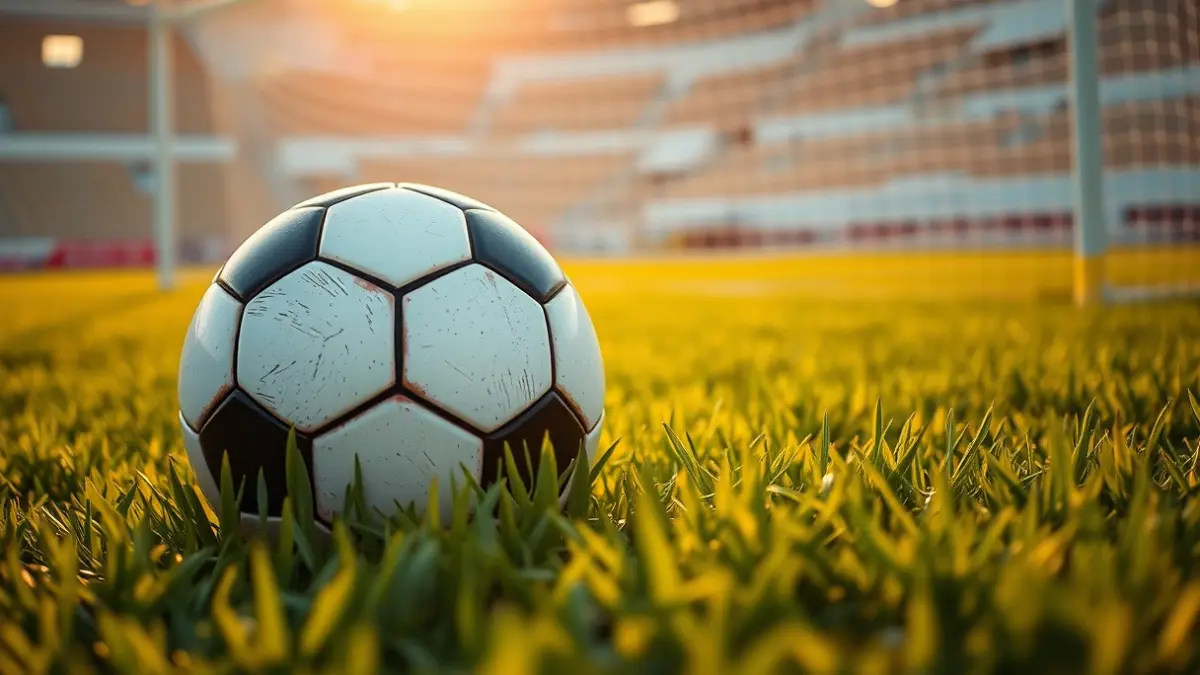 Generic image of a soccer ball on stadium grass.