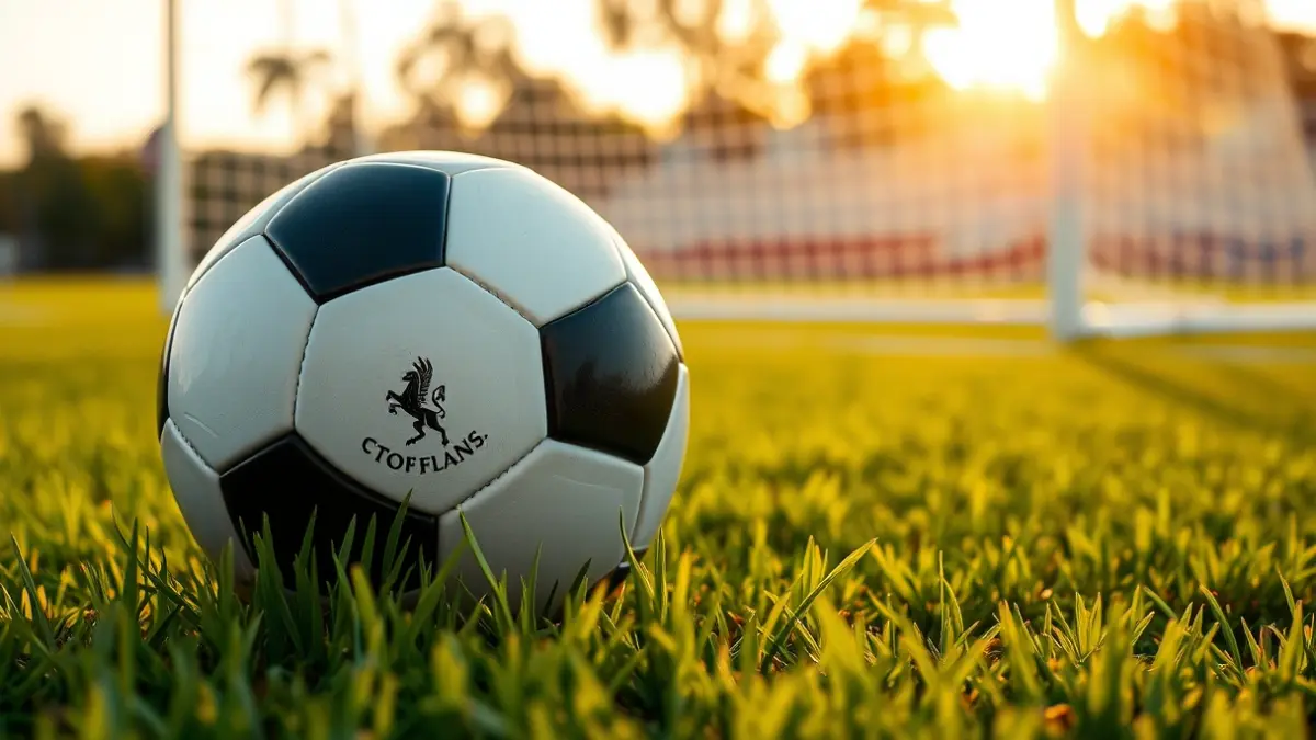 Imagen genérica de un balón de fútbol sobre el césped de un estadio, con la portería desenfocada al fondo.