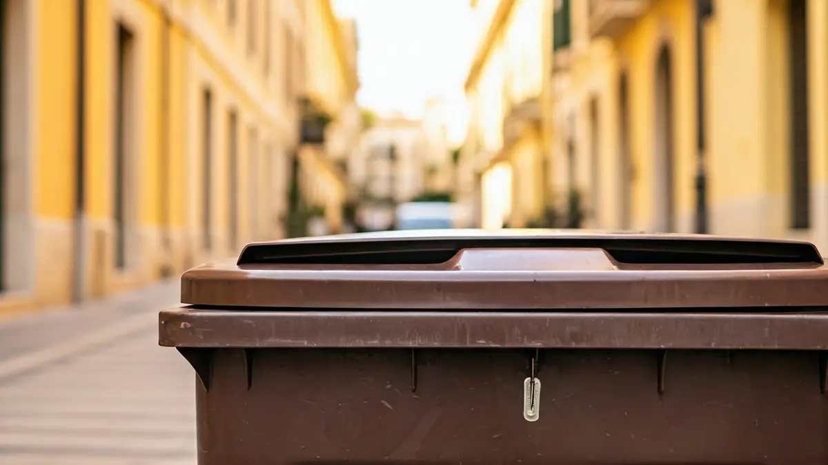 Imatge genèrica d'un contenidor de residus orgànics amb sistema d'obertura amb clau.