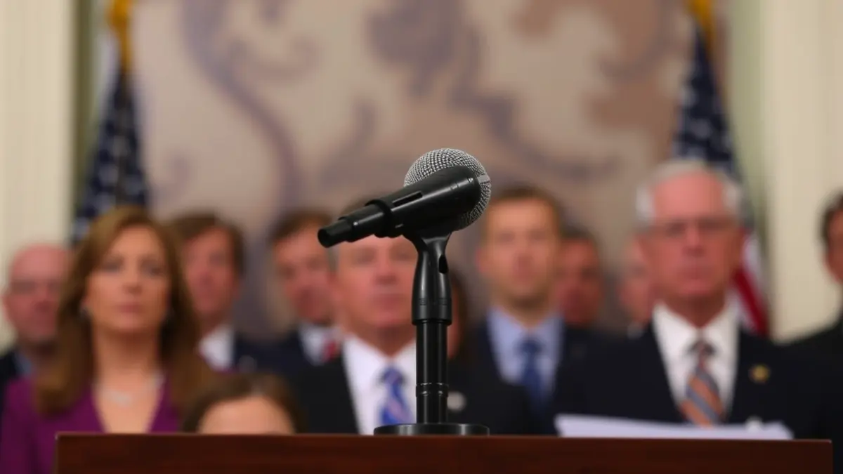 Imatge genèrica d'un micròfon en un faristol, simbolitzant un debat polític o una roda de premsa.