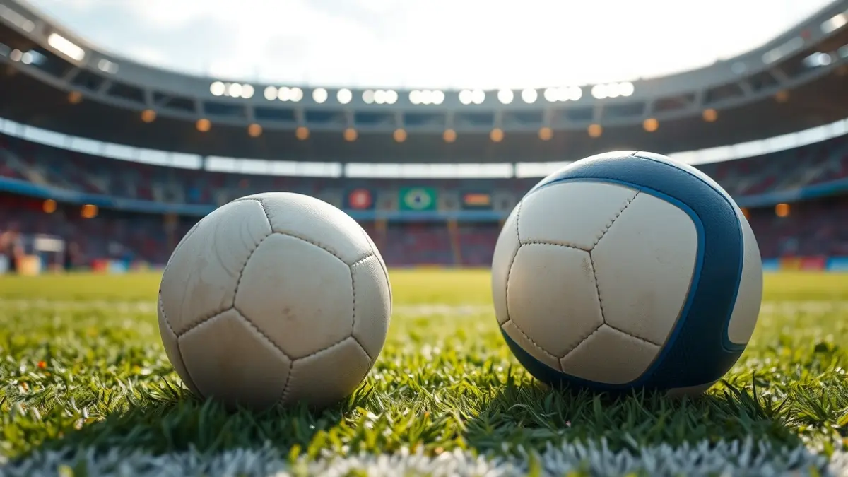 Imatge genèrica d'una pilota esportiva en un camp verd, amb llums d'estadi desenfocades al fons.