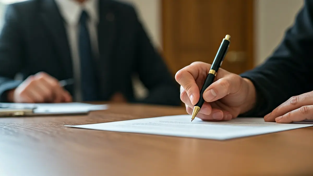 Imatge genèrica d'una mà firmant un document, simbolitzant la reorganització administrativa.