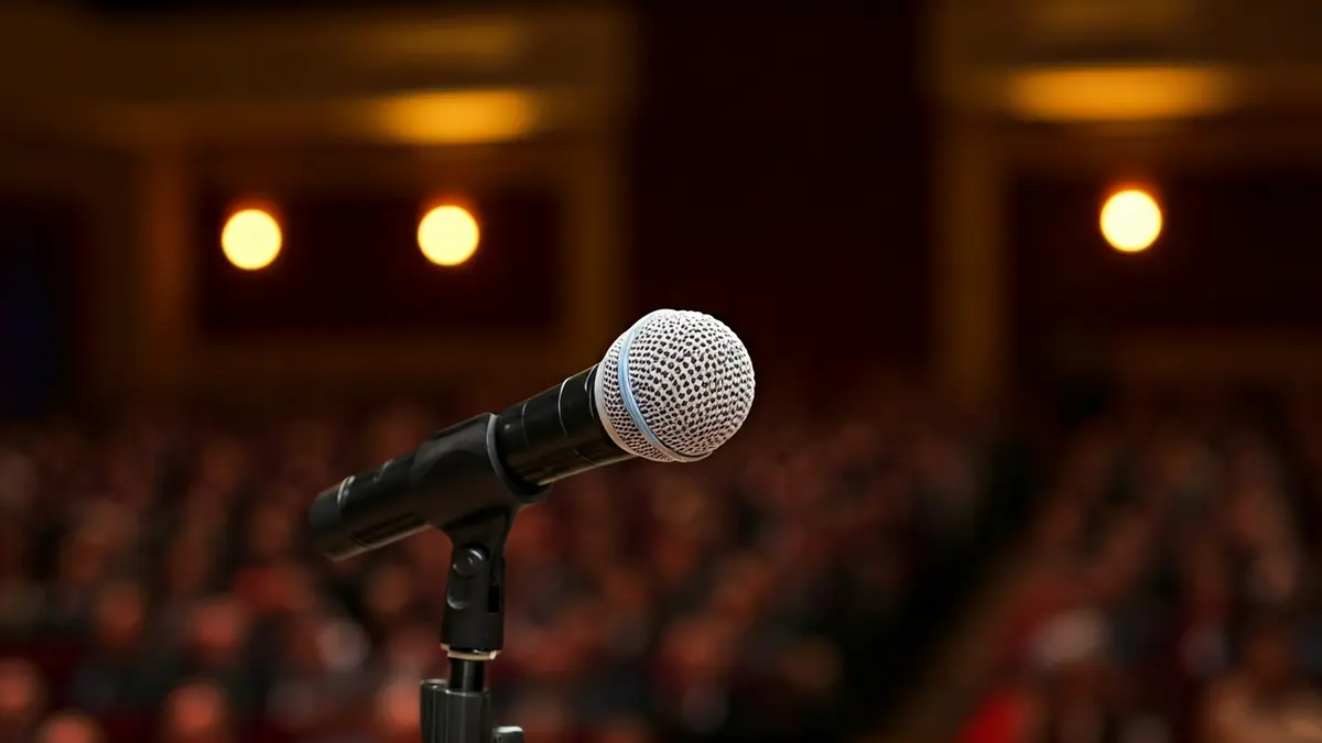 Imatge genèrica d'un micròfon en un faristol, simbolitzant un pregó o discurs.