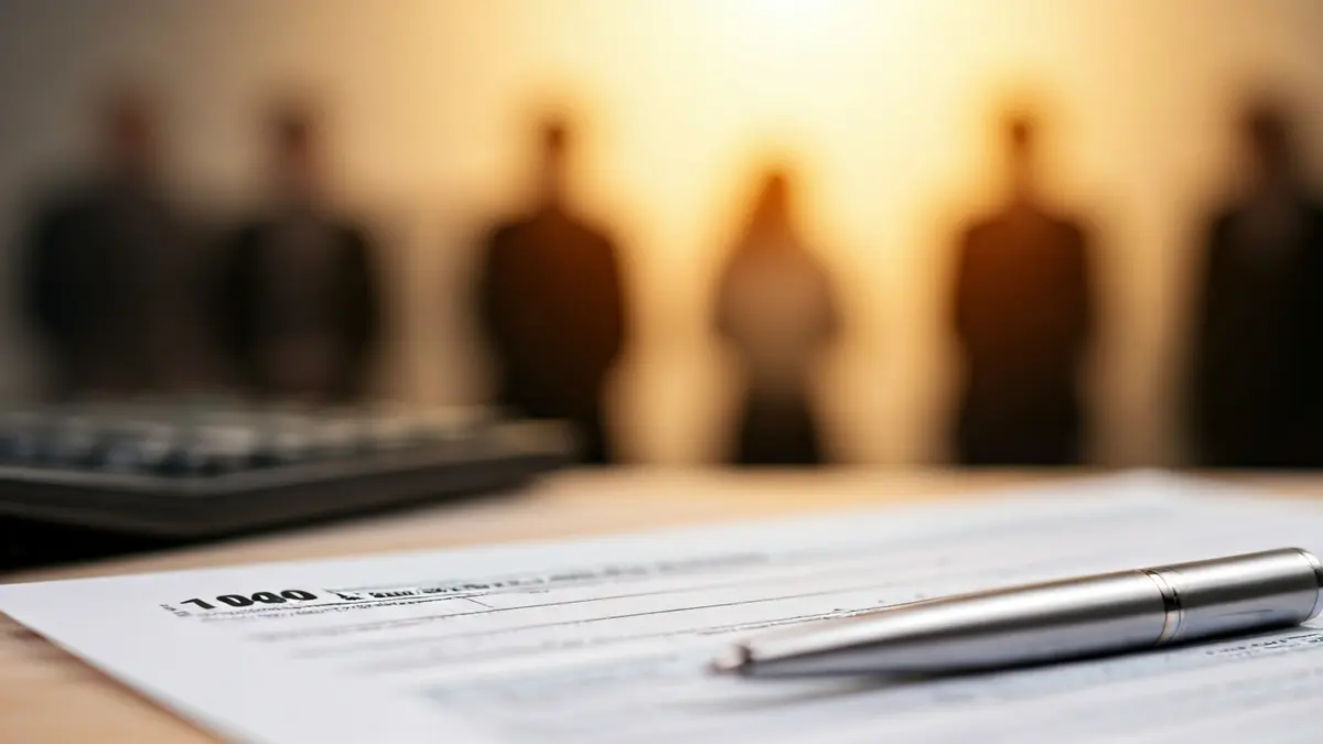 Imagen genérica de un formulario de declaración de la renta con un bolígrafo y una calculadora.