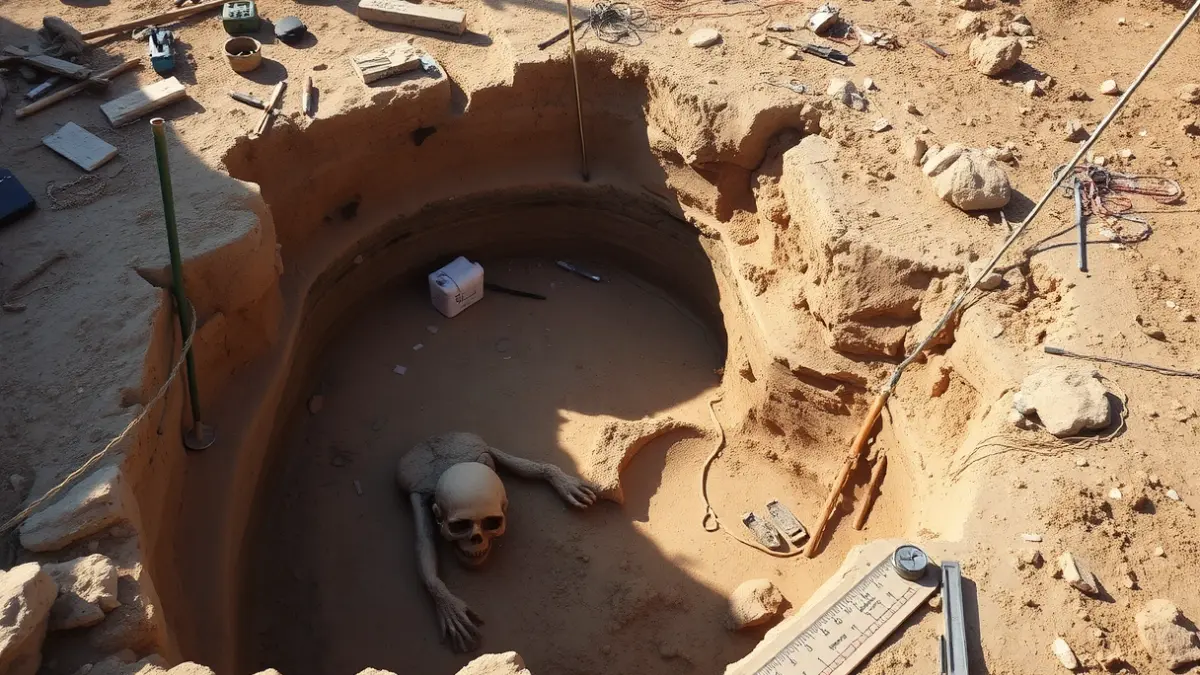 Imatge d'una excavació arqueològica en una fossa comuna.