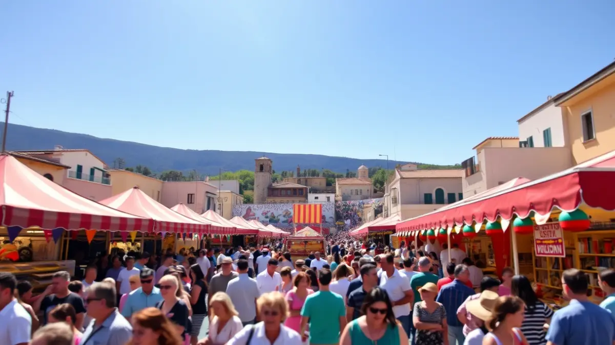 Image of a local fair with people and stalls, capturing the festive atmosphere of the inaugural day.