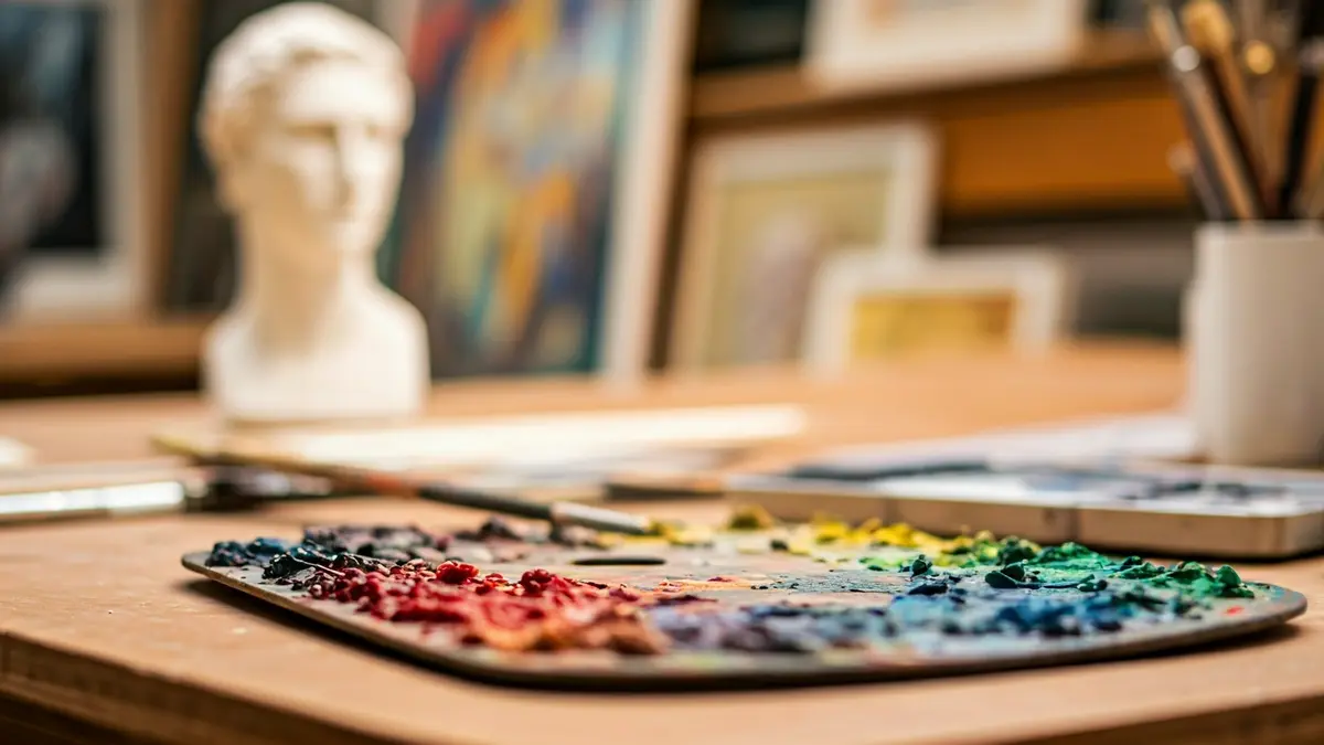 Imatge genèrica d'una paleta de pintor i ferramentes d'escultor, simbolitzant l'art i la creativitat.