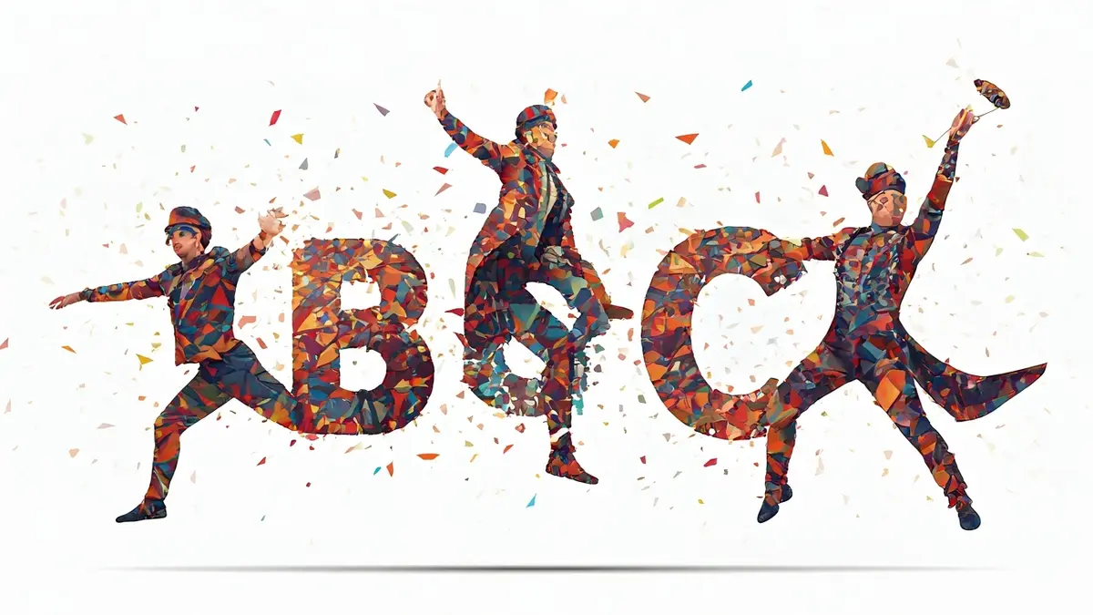 Imatge abstracta del logotip del festival 'Ara Circ' amb lletres que simulen artistes en moviment.