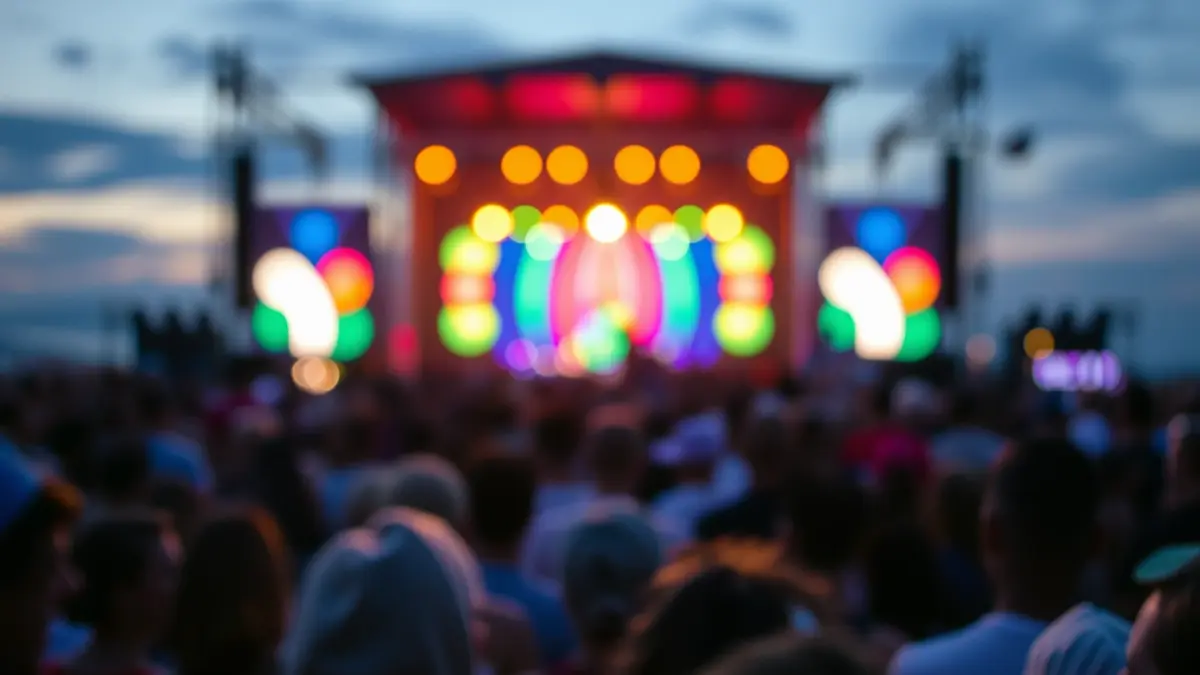 Imatge genèrica d'un festival de música amb una multitud borrosa i llums d'escenari.