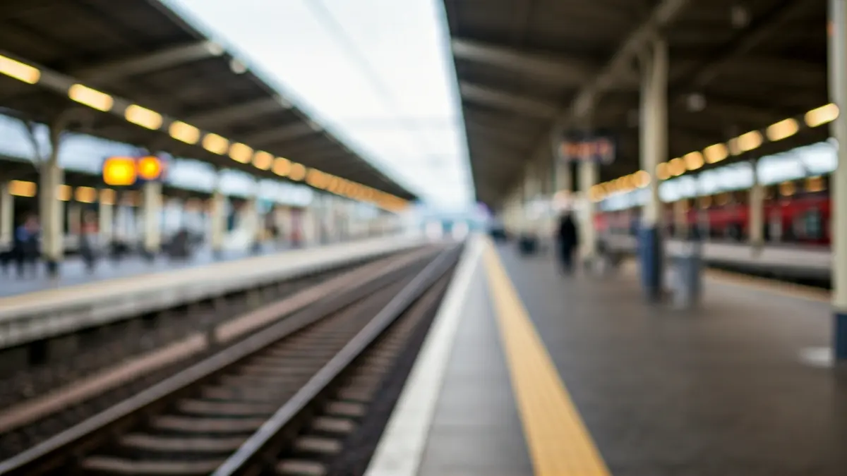 Generic image of a modern metro station with blurred train tracks in the background.