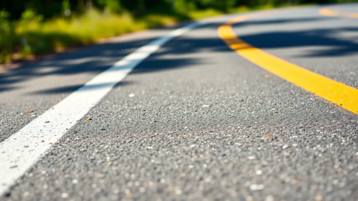 Generic image of a recently improved road with clear road markings, emphasizing safety.
