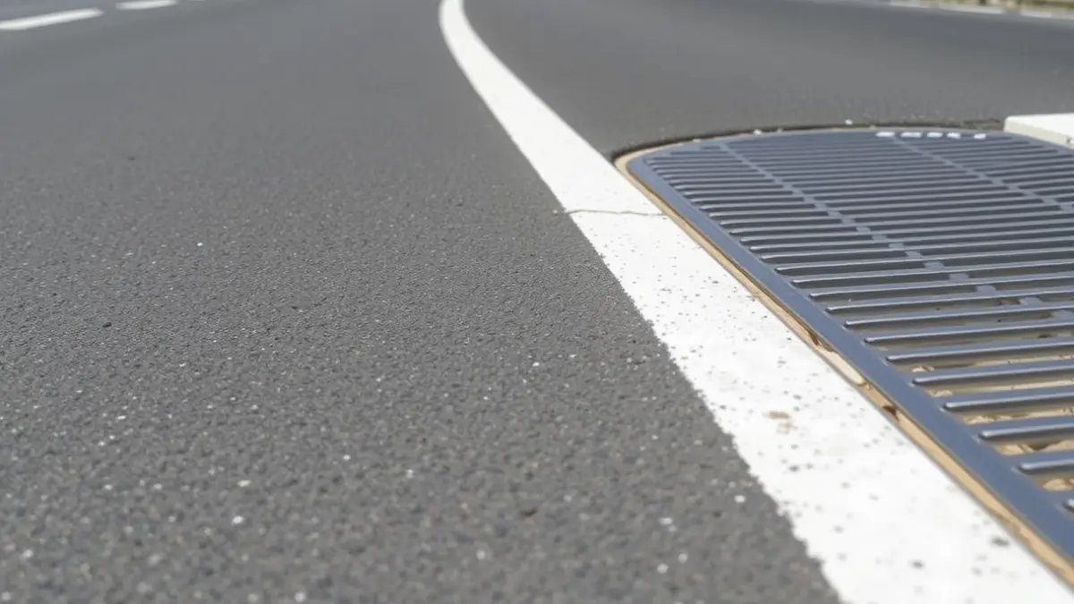 Imatge genèrica d'una carretera asfaltada de nou amb un sistema de drenatge modern, que simbolitza les obres de millora.