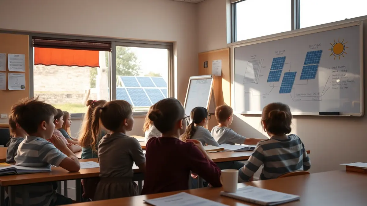Image of a classroom with children learning about energy and sustainability.