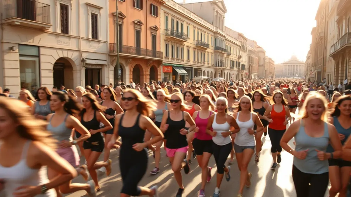 Imagen genérica de mujeres participando en una carrera popular en una ciudad mediterránea.