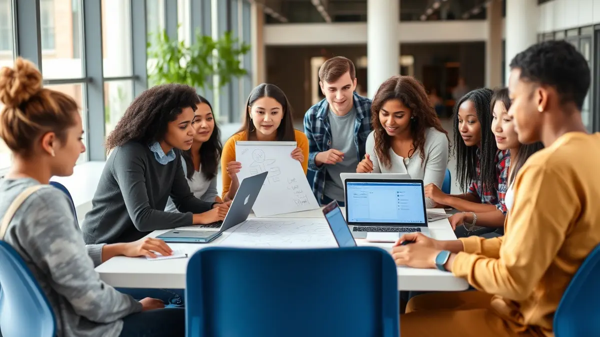 Imatge genèrica d'estudiants universitaris col·laborant en un hackathon de salut urbana.