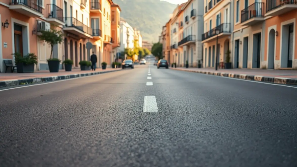 Generic image of a newly asphalted street in a Mediterranean city.