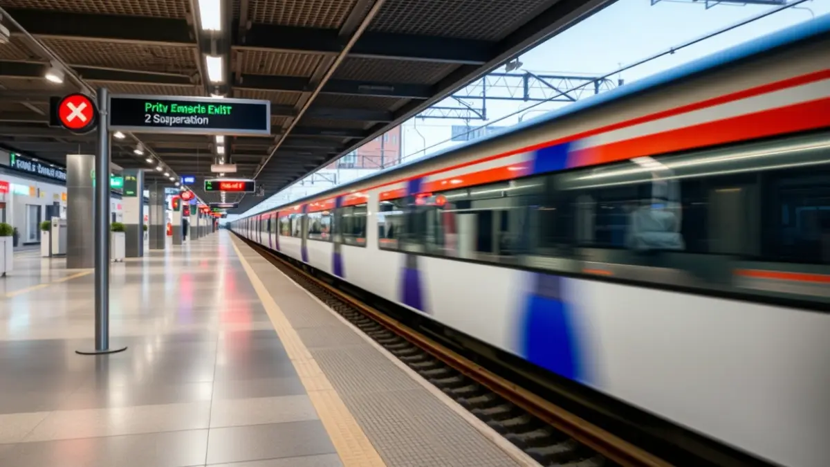 Generic image of a modern train station with safety and accessibility features.