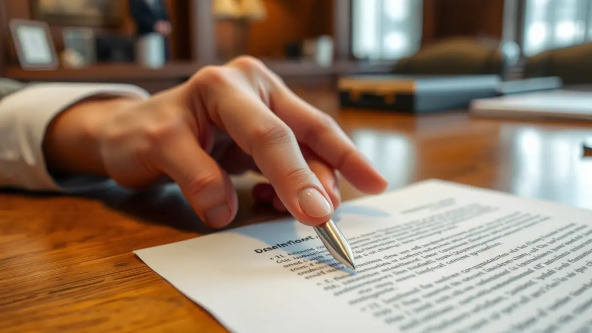 Generic image of an official document with a pen and a hand pointing to text, in a government office.