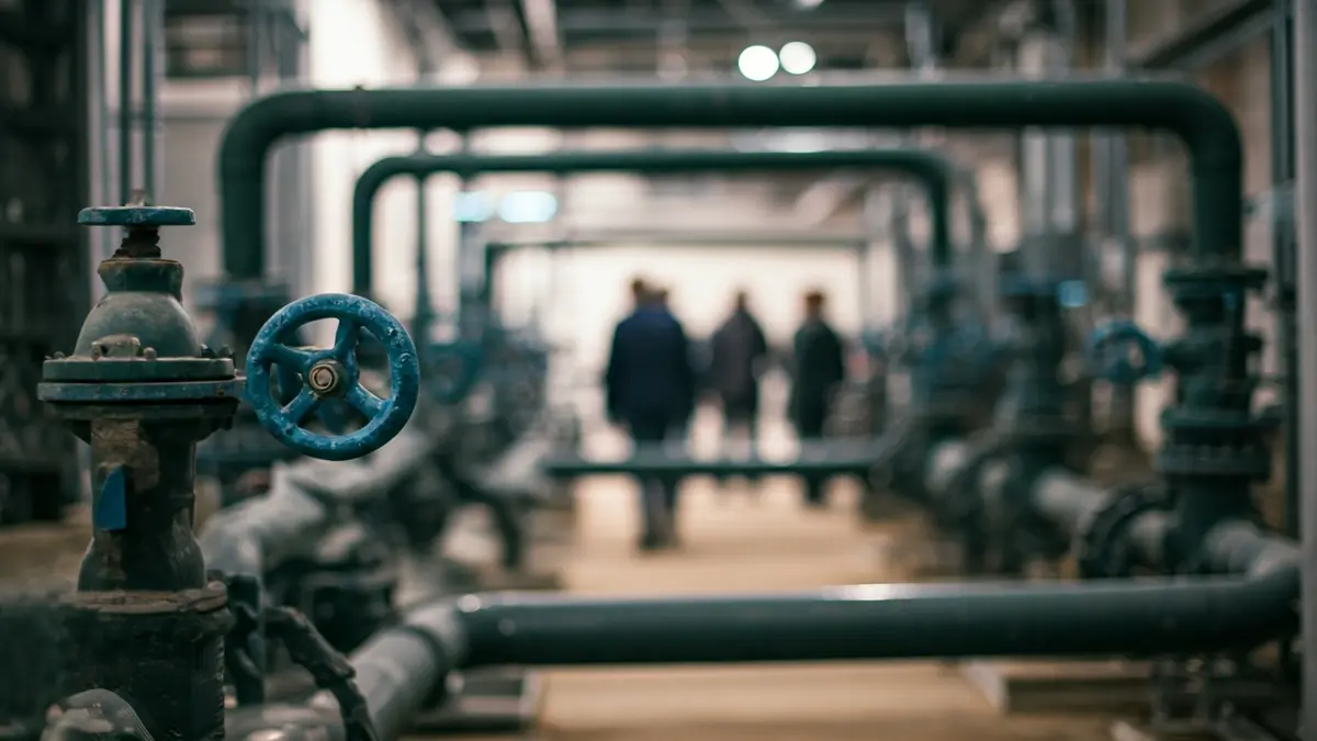 Generic image of a water treatment plant with industrial pipes and valves.