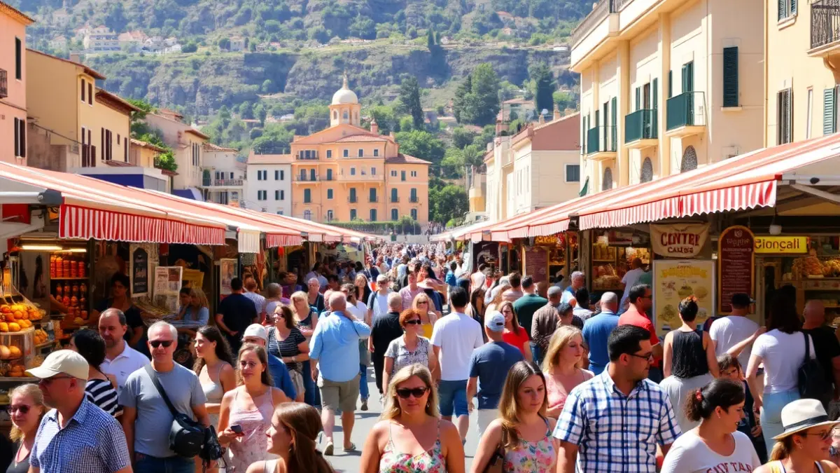 Imatge genèrica d'una fira amb molta afluència de públic i estands.