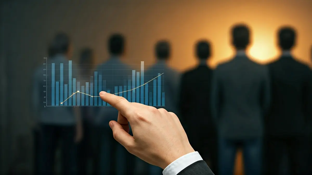 Imatge genèrica d'una mà assenyalant un gràfic financer que mostra un dèficit.