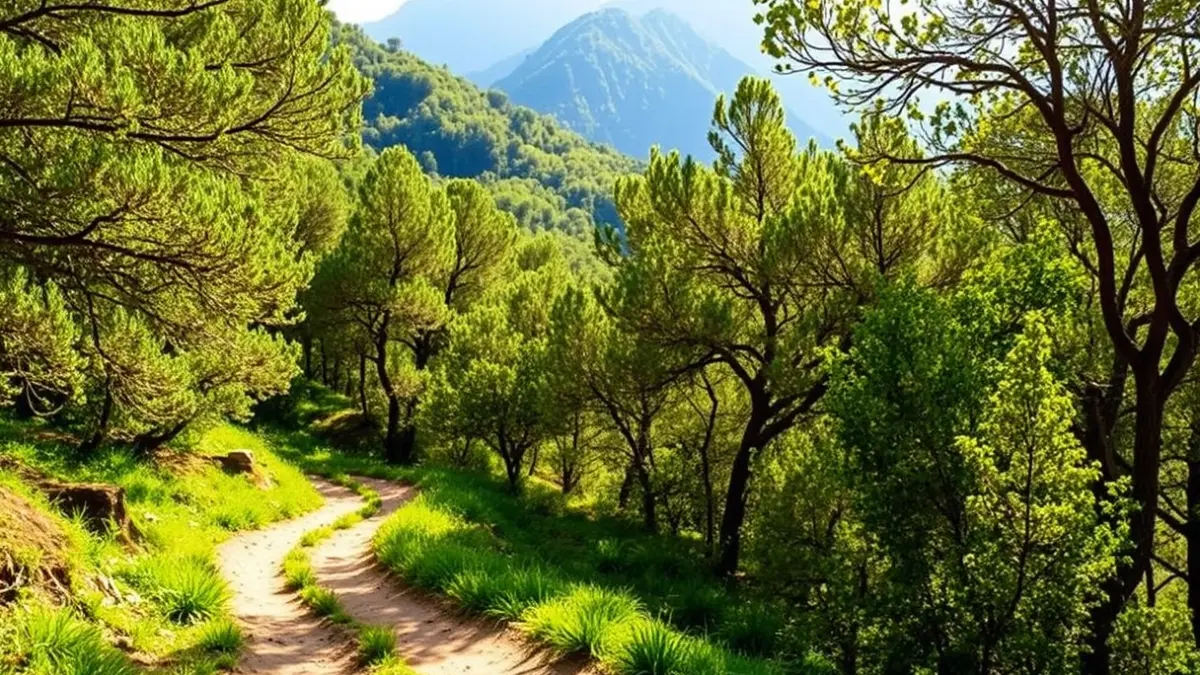 Imatge genèrica d'un camí forestal en un parc natural, amb arbres i vegetació exuberant.