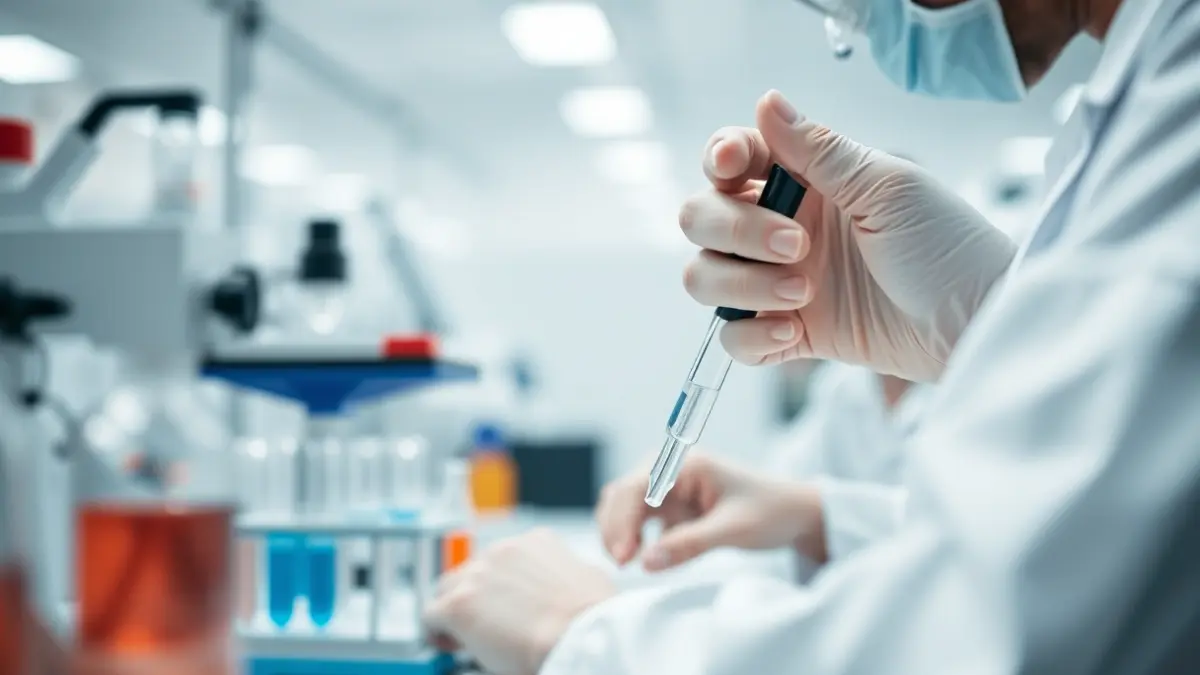 Imatge genèrica d'unes mans treballant en un laboratori mèdic amb tubs d'assaig.