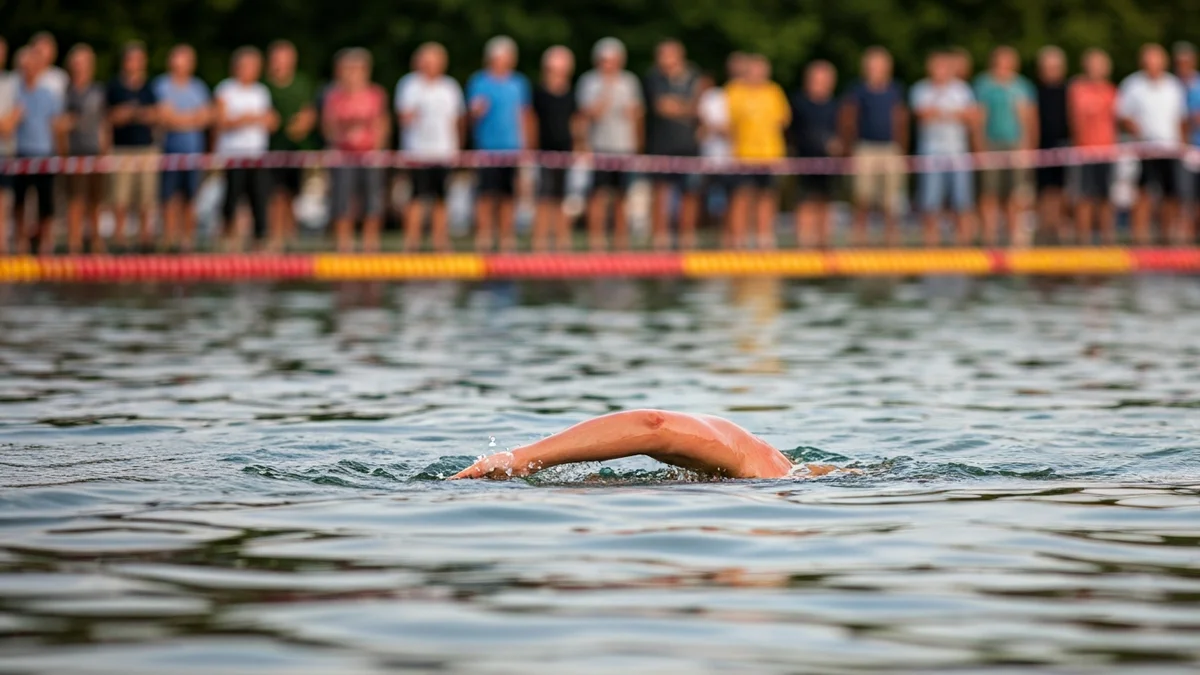 Imatge d'un braç de nadador trencant la superfície de l'aigua.