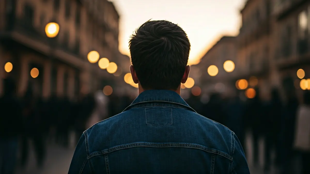 Image of a person from behind looking towards the horizon, symbolizing future and return.