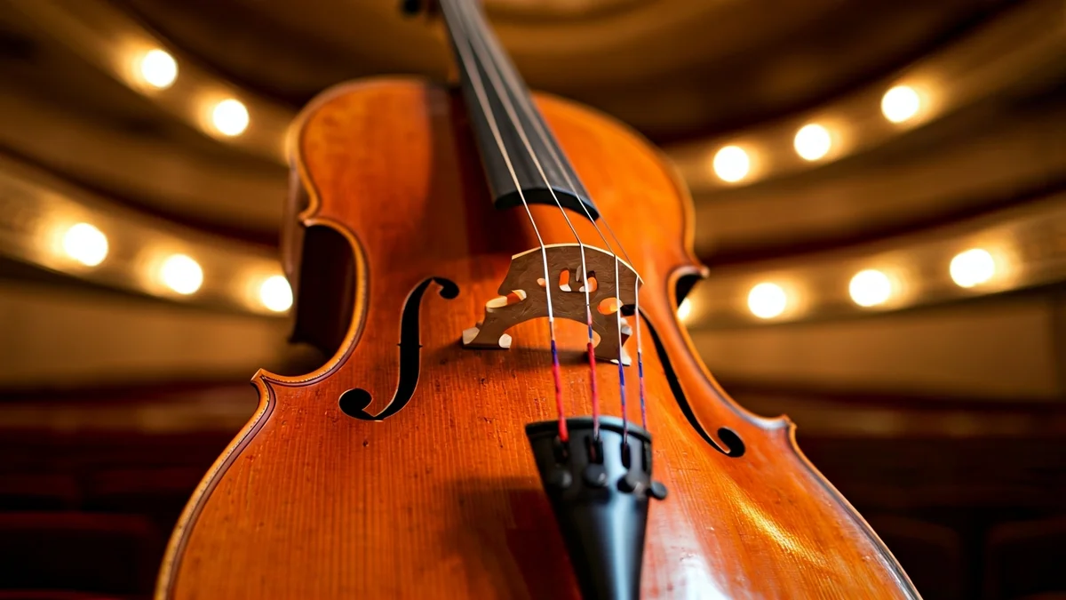 Imatge genèrica d'un violoncel en un escenari de concert.