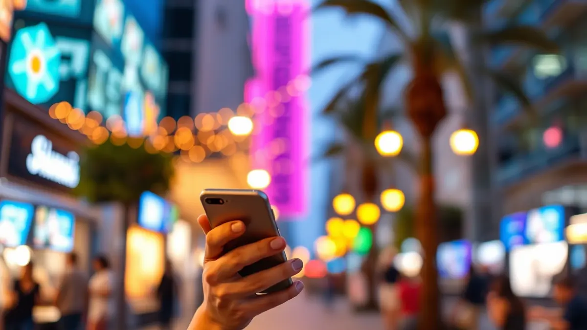 Imatge genèrica d'una persona utilitzant un telèfon intel·ligent en un entorn urbà modern, representant el consum d'entreteniment digital.