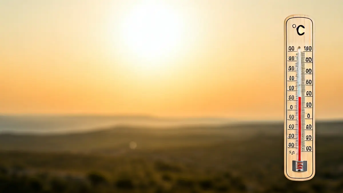 Imatge genèrica d'un termòmetre marcant temperatures elevades amb un cel calitjós de fons.