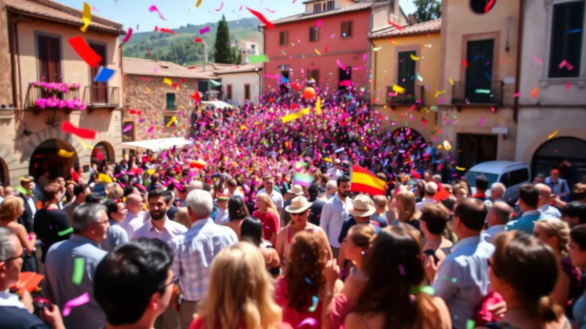 Imatge genèrica d'una celebració festiva amb confeti i gent, representant una trobada cultural.