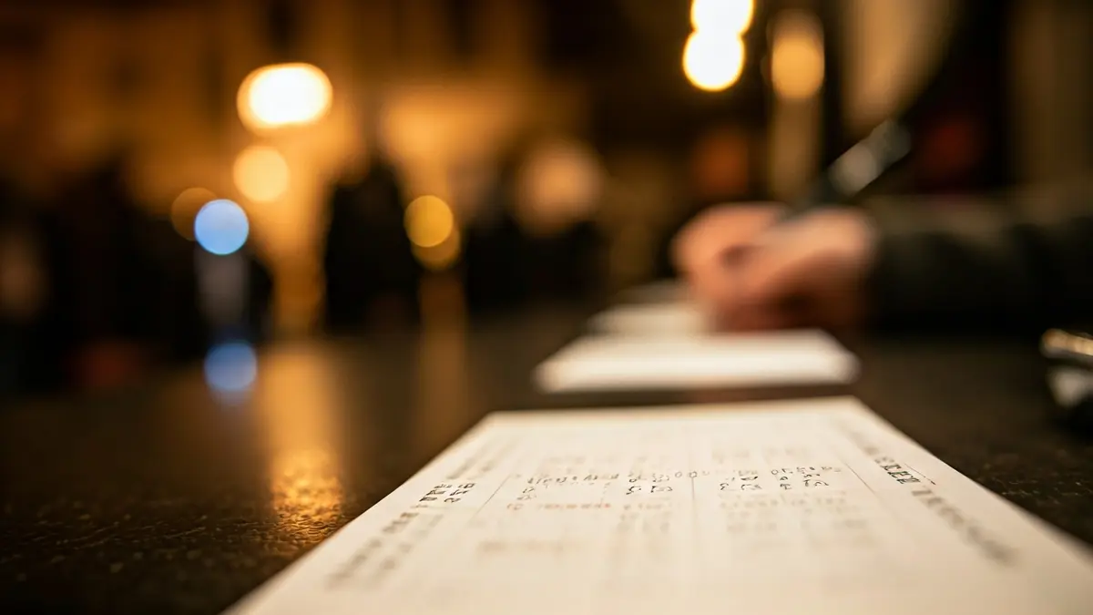 Generic image of a lottery ticket on a counter, with a hand in the background.