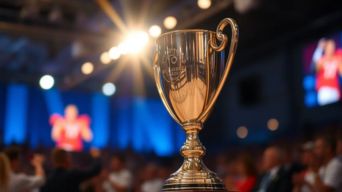 Imagen genérica de un trofeo deportivo en una gala de premios.