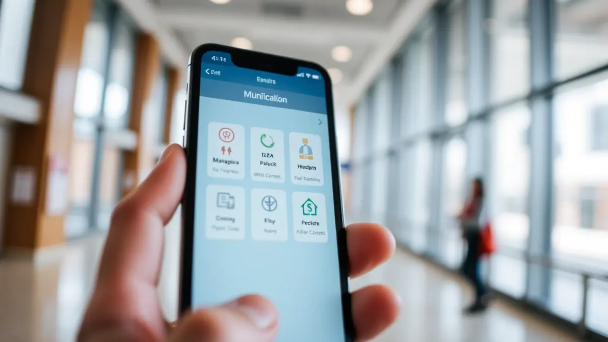 Imatge genèrica d'una persona utilitzant una aplicació mòbil municipal en un telèfon intel·ligent.