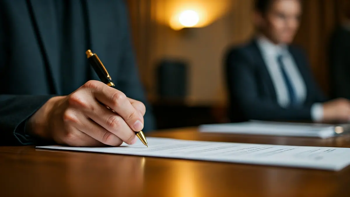 Imatge genèrica d'una mà firmant un document, simbolitzant la simplificació administrativa.