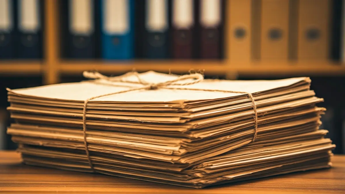 Documents antics en un arxiu, simbolitzant la cerca d'informació municipal.